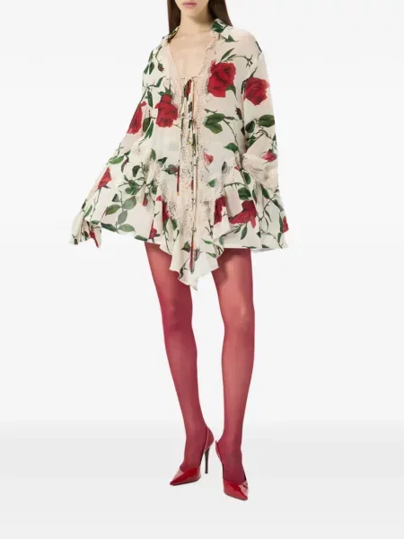 Риза Blumarine на цветя с принт с дантела