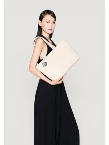 Műbőr shopper táska Armani Exchange bézs