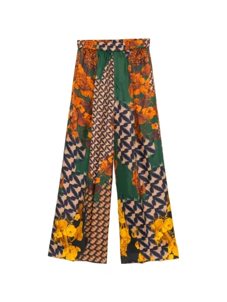 Pantaloni Biyan de mătase cu imagine portocaliu