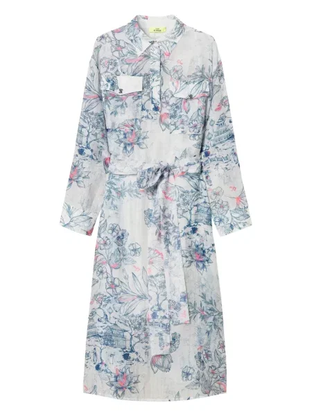 Rochie tip cămașă Twinset cu model floral cu imagine de costum alb