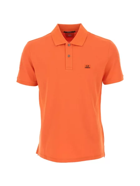 Koszulka polo C.p. Company z krótkim rękawem z logo pomarańczowa