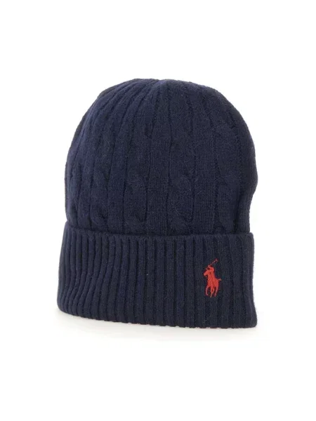 Czapka z mieszanki wełny z wyhaftowanym logo Polo Ralph Lauren granatowa