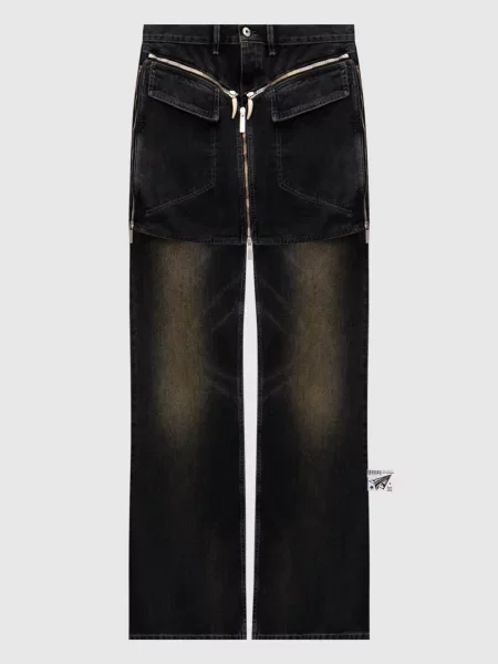 Брюки Off-white с потертостями клеш серые