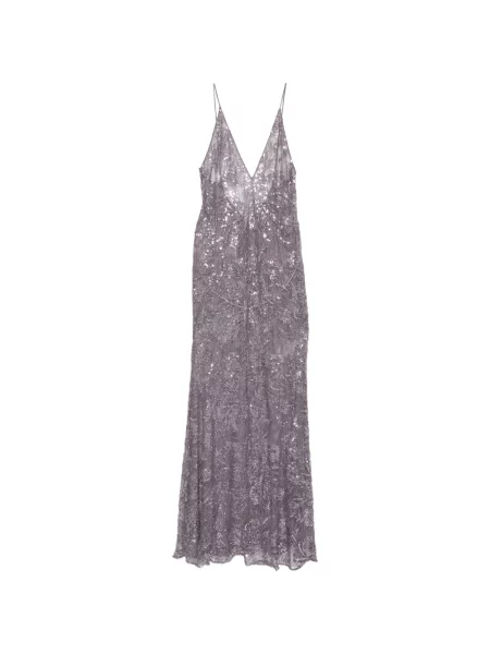 Rochie maxi The New Arrivals Ilkyaz Ozel cu paiete cu decolteu în V violet