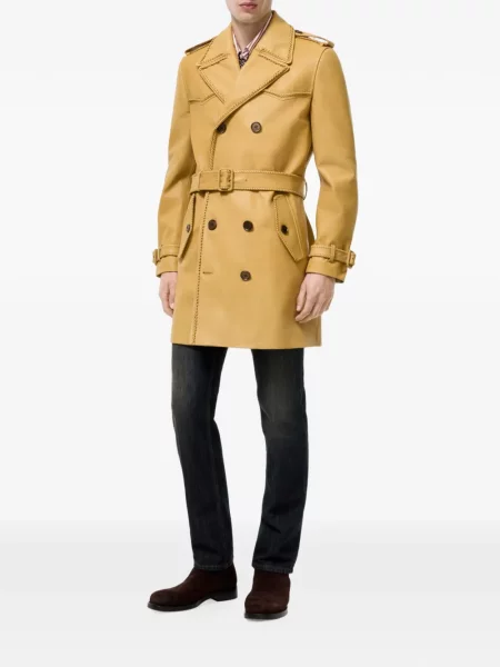 Trenci Burberry din piele galben