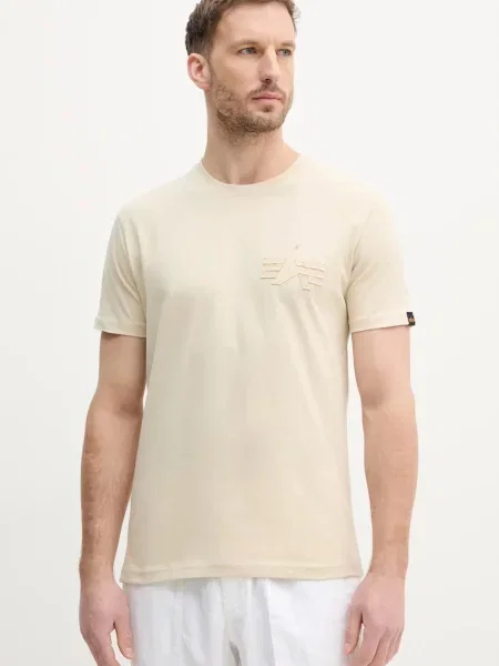 Тениска Alpha Industries Coach T BE с принт бежово