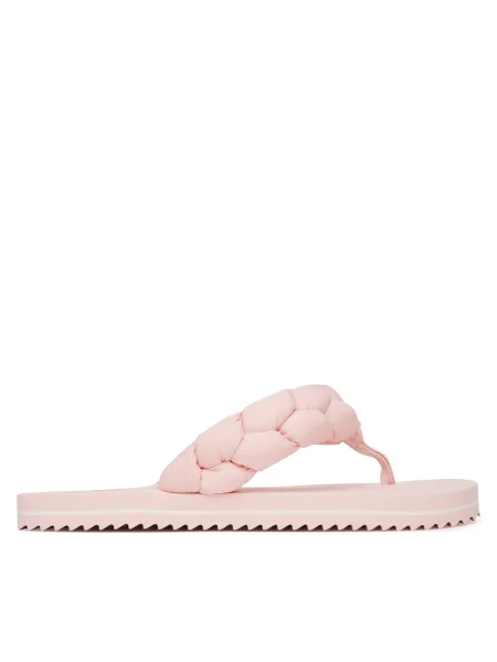 Джапанки Tommy Jeans BRAIDED THONG BEACH SANDAL с равна подметка розово