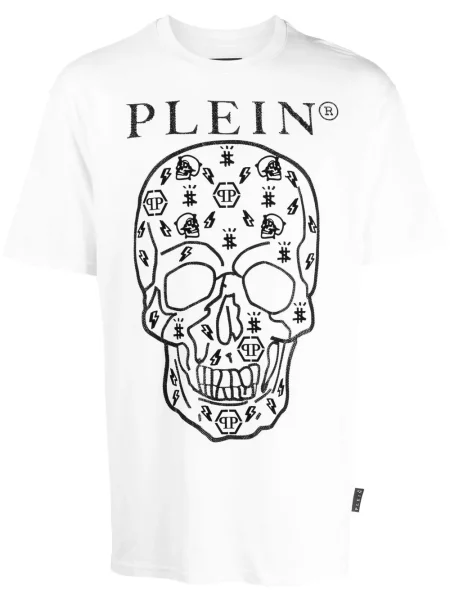 Tricou Philipp Plein cu imagine cu decolteu rotund alb