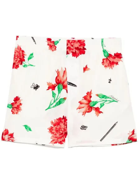 Pantaloni scurți Moschino cu model floral cu imagine alb