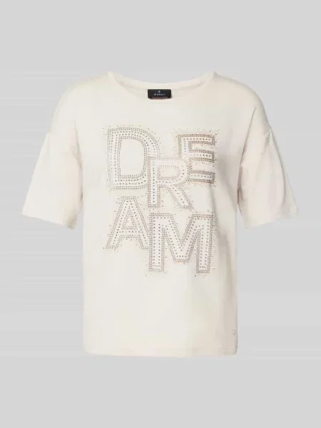 T-shirt z detalem z logo Monari beżowa