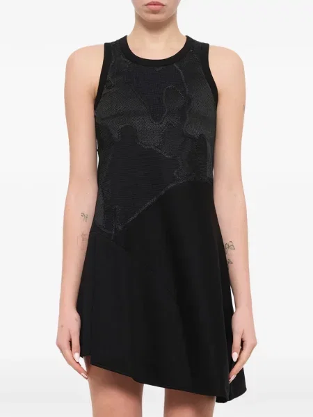 Rochie mini Neil Barrett din jacard asimetrică negru