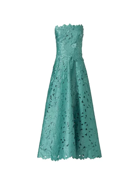 Rochie maxi Costarellos cu model floral în linie A de costum verde