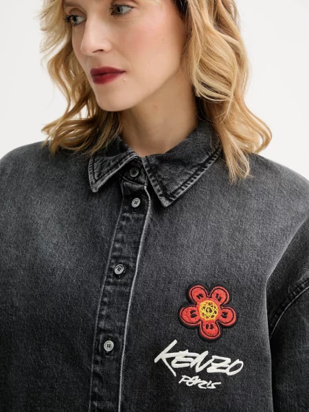 Классическая ошейниковый рубашка Kenzo серая
