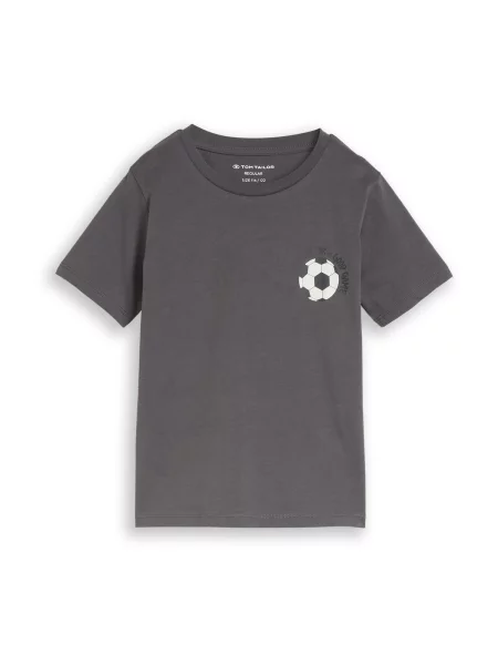 TOM TAILOR Tricou gri închis / negru alb