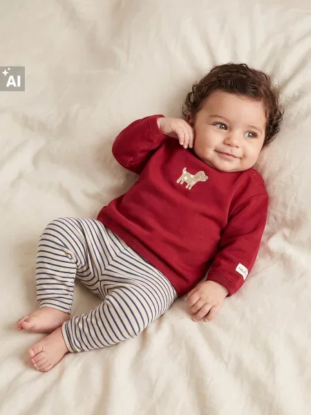 Sinsay mikina crewneck s výšivkou psa burgundy