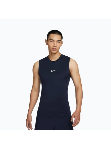 Футболка Nike Pro Dri-Fit Tight Sleeveless Fitness obsidian/white біла