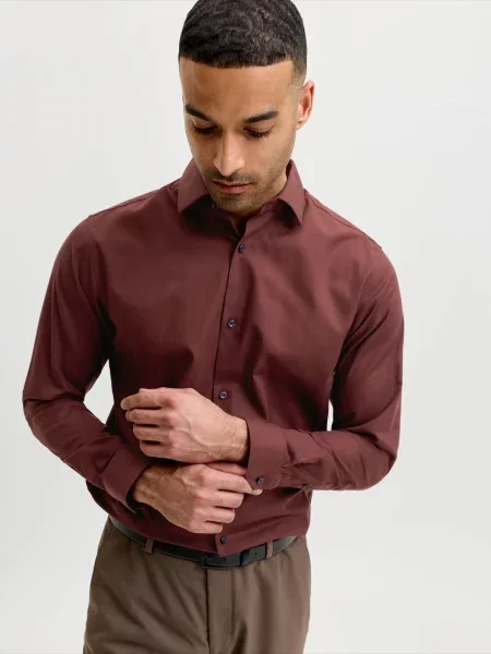 JACK & JONES Košeľa JPRBLAParker čokoládová