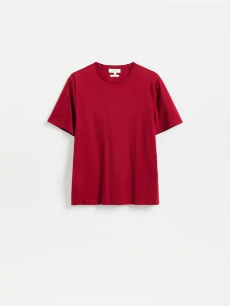 Reserved Tricou cu croială regular și adaos de mătase maro