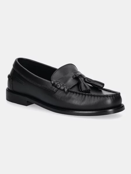 Кожени мокасини Tommy Hilfiger TH TASSEL LTH LOAFER мъжки черно