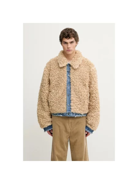 Daily Paper kurtka dwustronna Reversible Fur przejściowa oversize niebieski