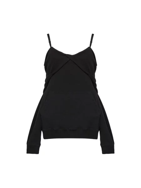Bluza z kapturem Mm6 Maison Margiela z odkrytymi ramionami czarna