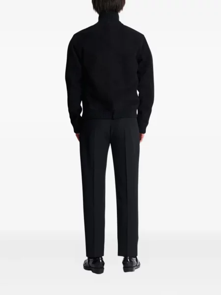 Geacă Balmain cu broderie din piele de căprioară negru