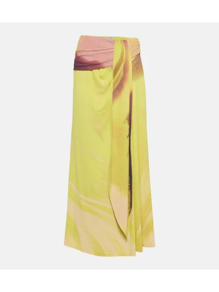 Fustă midi Simkhai cu imagine drapată până la genunchi galben