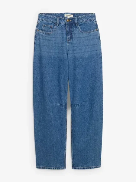Jeansy typu barrel mid waist niebieskie