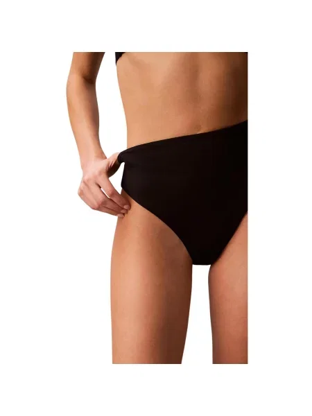 Bikini Calvin Klein Jeans cu talie înaltă negru
