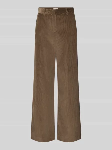 Spodnie sztruksowe o kroju regular fit z zakładką w pasie Weekend Max Mara