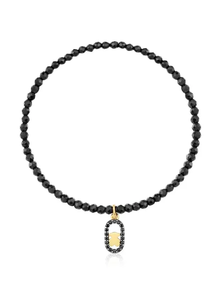 Pozlačena srebrna zapestnica Tous črna