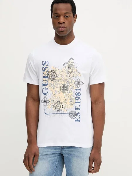 Тениска Guess с принт бяло