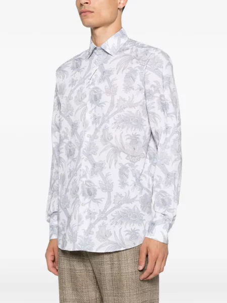 Lung cămașă Etro cu model floral cu imagine alb