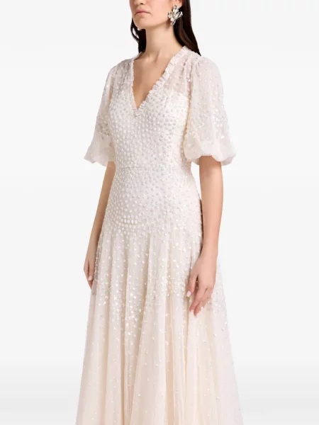 Sukienka midi Needle & Thread z falbankami do kolan garniturowa