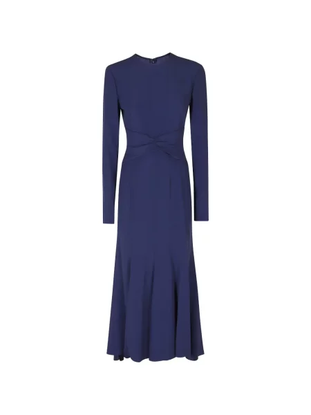 Lung rochie midi Alberta Ferretti cu volane albastru