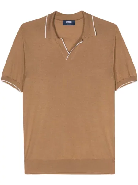 Плетена поло тениска Fedeli кафяво