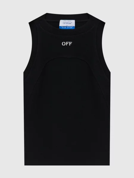 Майка в рубчик з вишивкою логотипа OFF Off-white чорна