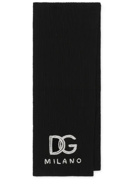 Fular Dolce & Gabbana cu broderie din cașmir negru
