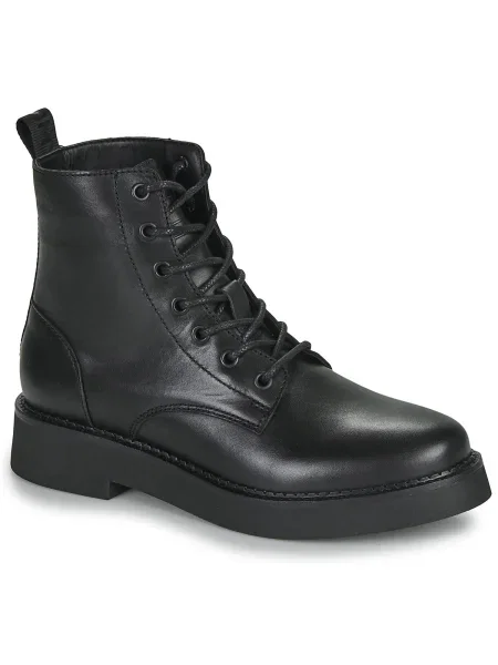 Botine Tommy Jeans cu șireturi fără toc din dantelă