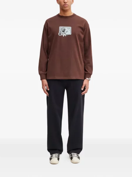 Lung tricou Aape By A Bathing Ape cu imagine maro