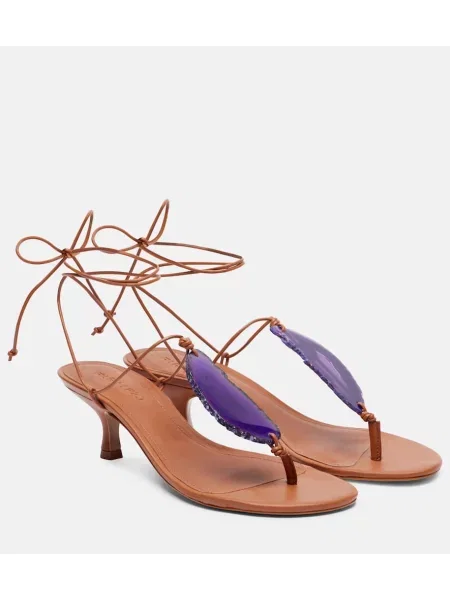 Chiloți tanga Farm Rio din piele maro