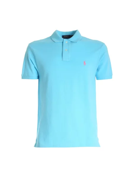 Lniana koszulka polo Polo Ralph Lauren z krótkim rękawem klasyczna niebieska