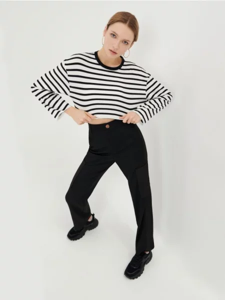 Кроп-топ Sinsay в полоску черный