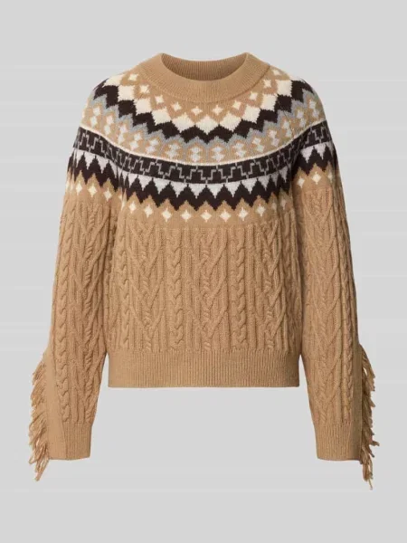 Sweter z dzianiny o kroju regular fit z domieszką wełny lana Christian Berg Woman