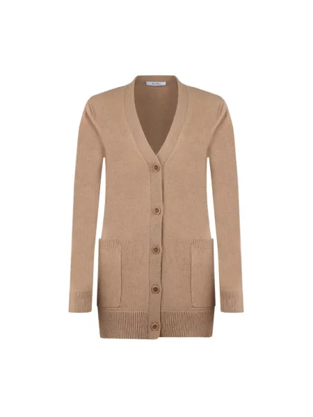 Haftowany kardigan Max Mara wełniany brązowy