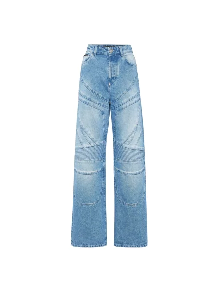 Szerokie jeansy Philipp Plein niebieskie