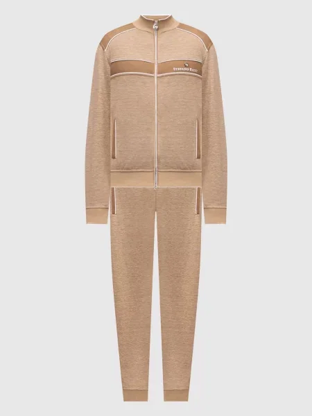 Спортивний костюм із шовку та льону Stefano Ricci коричневий