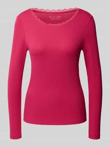 Góra od piżamy z prążkowaniem i obszyciem z koronki Christian Berg Woman