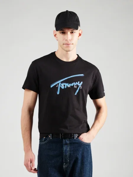 Tommy Jeans Majica Signature Regular Fit črna