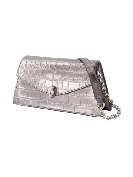 Kopertówka Alexander Mcqueen skórzana szara